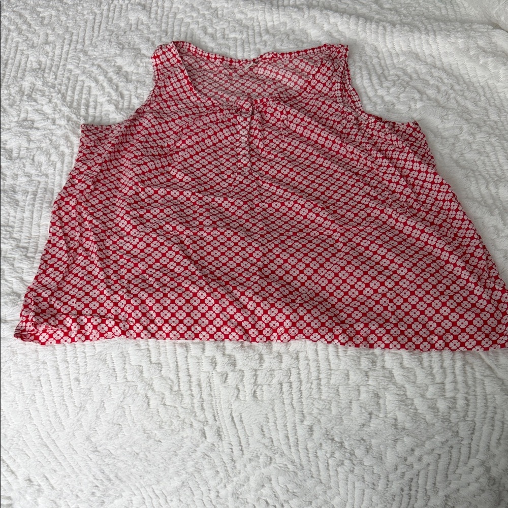 Old Navy Red and White Geometric Tank Top